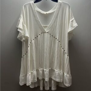 POL White V-Neck Stud-Embellished Tunic